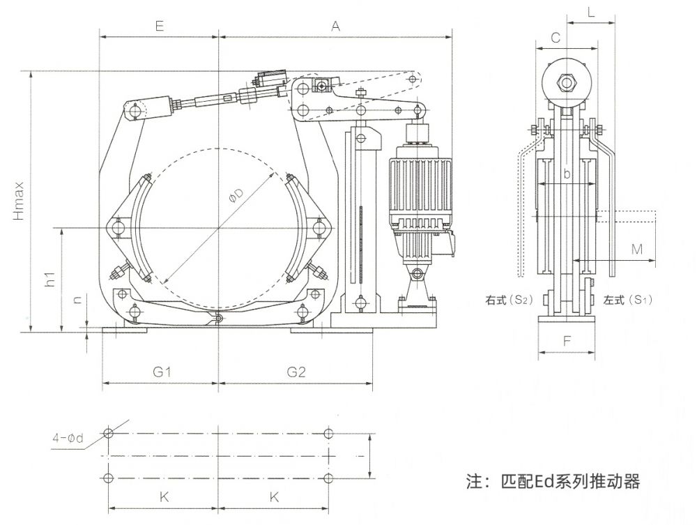 点击查看大图 YWZ9(YWZ5)型电力液压鼓式制动器外形尺寸图.jpg