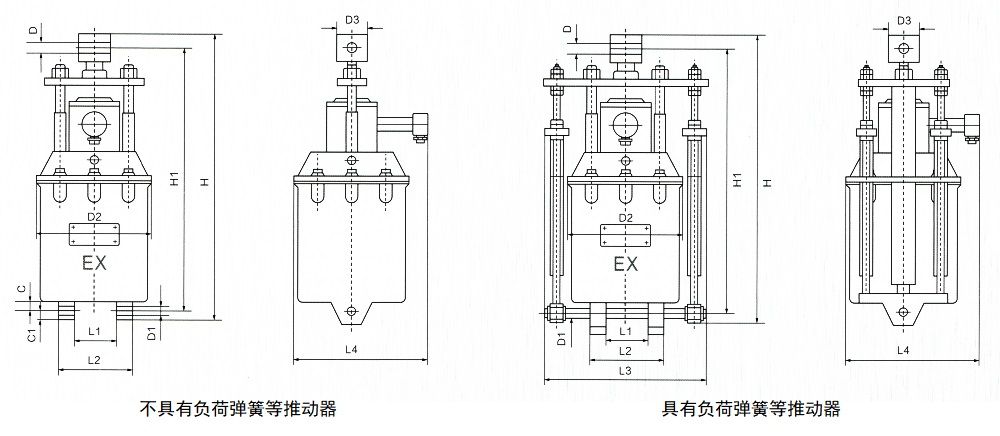 点击查看大图 BYT1系列隔爆型电力液压推动器外形尺寸图.jpg