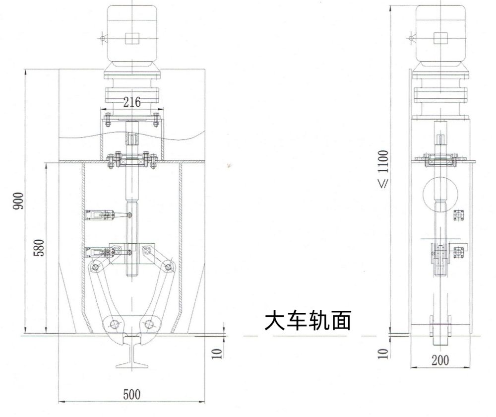点击查看大图 DJ-Ⅰ型电动夹轨器外形机构与主要尺寸图.jpg